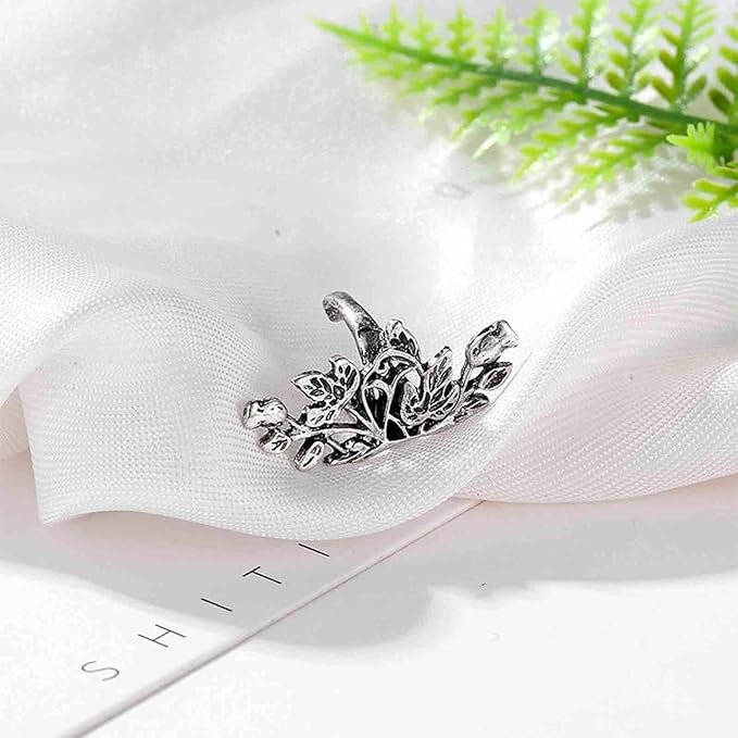 Boho Leaf Earcuff Earrings Silver Leaves Ear Cuffs Tiny No Piercing Earrings Helix Cartilage Cuff Earrings Simple Ear Crawler Earrings Jewelry for Women and Girls-VivaGrace Women