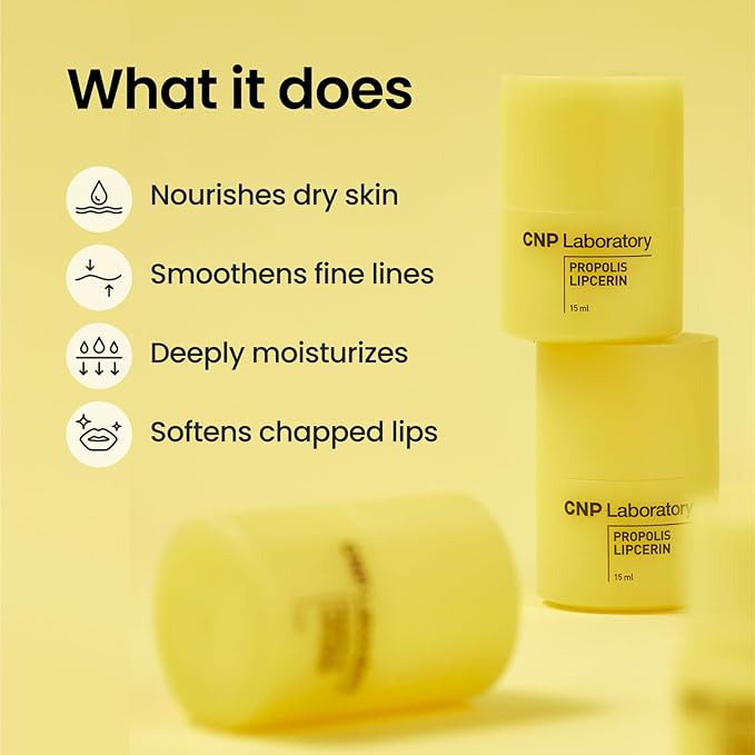 CNP Honey Lip Butter (0.5 fl.oz / 15ml) - Propolis Lipcerin™, Hydrating Overnight Manuka Lip Balm & Mask, 12hrs Long-lasting Moisture, Gentle Exfoliation, Hygienic Twist Dispenser, Korean Skin Care-VivaGrace Women