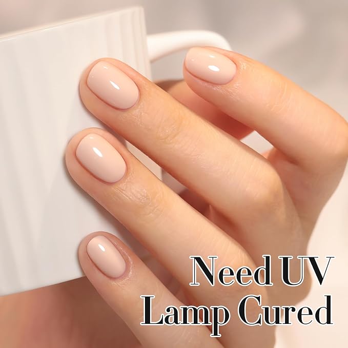 Double Rhythm 0.50 OZ Gel Polish Hema Free Same Color Same Bottle Golden Round Translucent Neutral Natural Milky 15 ML Jelly UV Polish Art DIY at Home (Nude Beige-C1537)