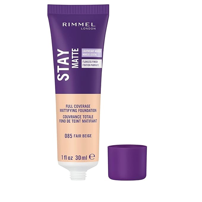 Rimmel London Stay Matte Liquid Mousse - 085 Fair Beige - Foundation, Lightweight, Shine Control, Oil-Free, 1oz-VivaGrace Women