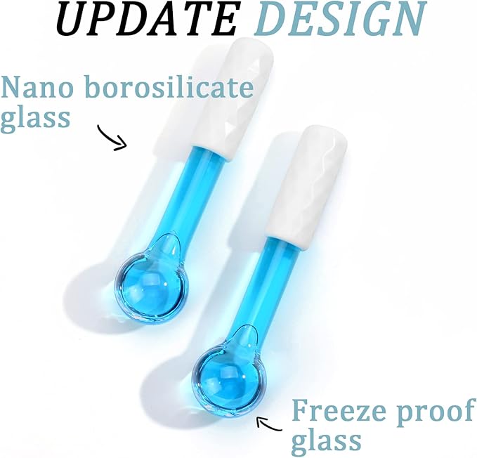 ICE GLOBES SMALL BALLS for Eyes, 2 PCS Blue Facial Globes for Massage Tool, Facial Roller Cold Skin Massagers, Tighten Skin, Reduce Puffiness and Dark Circles, Enhance Circulation-VivaGrace Women