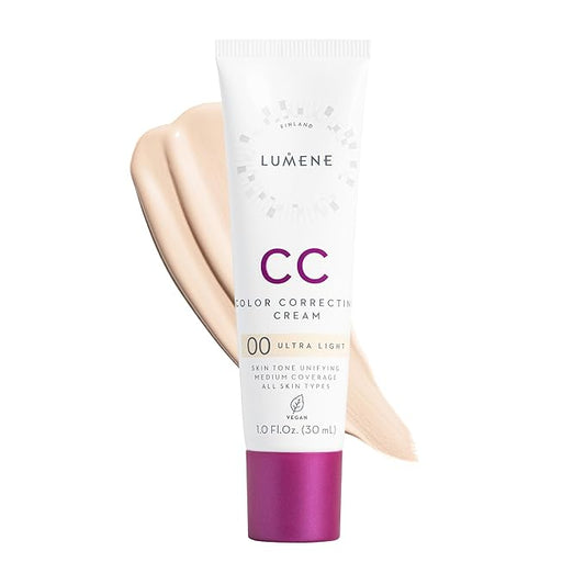 Lumene Color Correcting CC Cream - Lightweight Foundation - Medium Coverage - Redness Reducing Face Makeup for Glowing Complexion - Vegan Formula + Suitable for All Skin Types - Ultra Light (1 fl oz)-VivaGrace Women