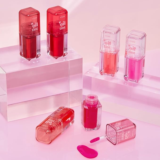 ETUDE Dear Darling Oil Tint #2 Plum Berry 4.2g | High Moisturizing and Strong Hydrating Lip Oil/Lip Gloss | Smooth and Moist Lips | Non-Sticky Lip Oil Tint For Dry Lips | K-beauty-VivaGrace Women