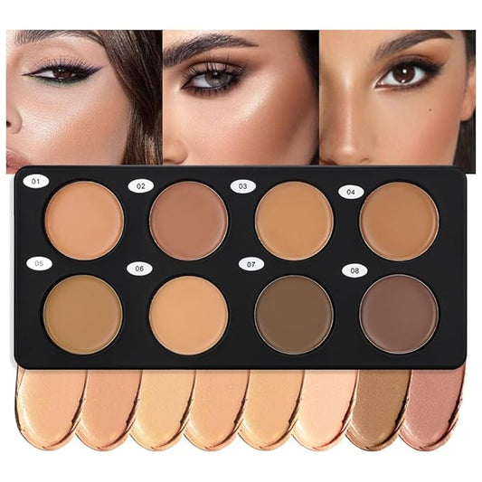 Professional Light to Medium to Dark Color Correcting Cream Contour Concealer Highlight Palette, Full Coverage Makeup Palet for Correct Dark Circles, Red Mark, Scar, etc,Waterproof-8A-VivaGrace Women