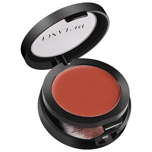 DE'LANCI Flushed Blusher, Glow Finish Korean Blush Natural Looking, Face Cream Blush with Brush Mirror, Long Last Lightweight Blushing for Cheek and Lip Tint,Waterproof Breathable,Tacl Free (RUST 04#)-VivaGrace Women
