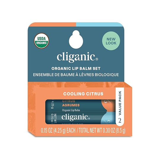 Cliganic Organic Lip Balm 2 pack - Cooling Citrus-VivaGrace Women
