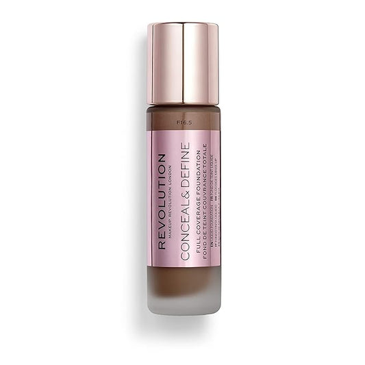 Makeup Revolution Conceal and Define Concealer, Full Coverage & Matte Finish, C16.5 for Dark/Deep Skin Tones, Vegan & Cruelty-Free, 0.7 Fl Oz-VivaGrace Women