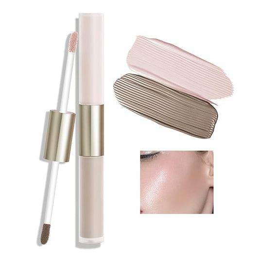 Boobeen Liquid Highlighter Contour Makeup, Face Highlighter Bronzer Stick, Silky Smooth Cream Face Illuminator Makeup Pen for Face & Body, Create a Natural Matte Finish, Lightweight, Long Lasting-VivaGrace Women