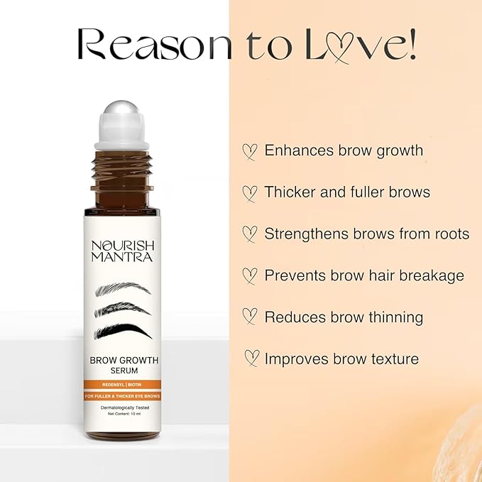 Nourish Mantra - Brow Growth Serum | Formulated with Redensyl, Biotin, Peptides & Amino Acids | for Brow Growth and Thickness | Eyebrow Growth Serum | 10 ml-VivaGrace Women