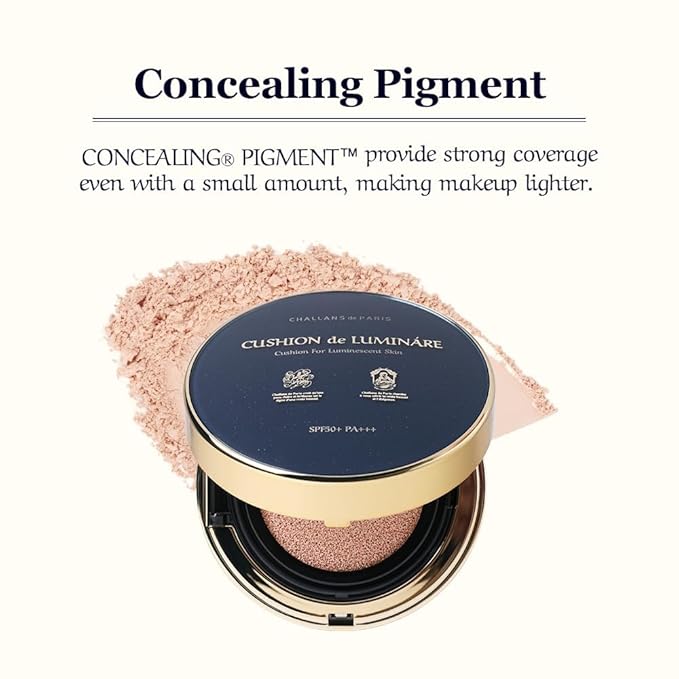 [CHALLANS de PARIS] Cushion de LUMINÁRE Cushion Foundation – 21 Bright Ivory | Radiant Glow, Full-Coverage, Lightweight Adhesion, Long-Wear, Luminous Finish, Korean Makeup, 0.53 oz-VivaGrace Women