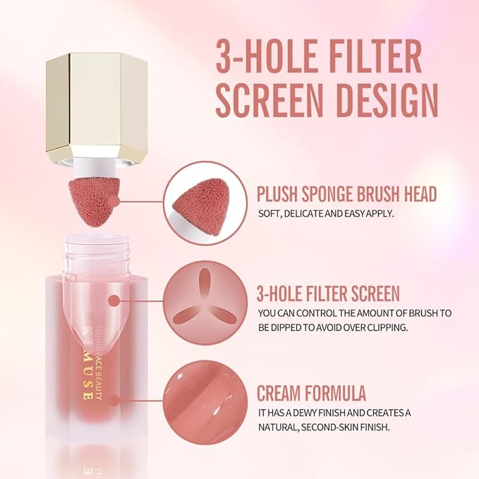 KIMUSE Soft Cream Blush Makeup, Liquid Blush for Cheeks, Weightless, Long-Wearing, Smudge Proof, Natural-Looking, Dewy Finish-VivaGrace Women