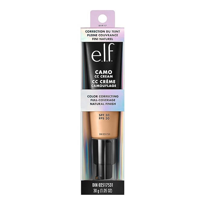e.l.f. Camo CC Cream, Color Correcting Medium-To-Full Coverage Foundation with SPF 30, Medium 330 W, 1.05 Oz (30g)-VivaGrace Women