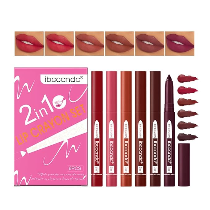 ibcccndc 6PCS Lip Liner and Lipstick Set - High Pigmented Creamy Matte Lip Liner Pencil Set for Girls and Women, Lip Makeup Gift Sets - Waterproof Formula (B)-VivaGrace Women