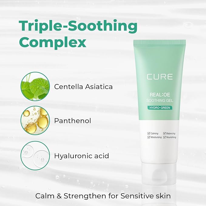 CURE Aloe Vera Gel with 90.52% Leaf Juice, Soothing & Hydrating Korean Skin Care for Sun-Exposed or Dry Skin, 5.07 fl oz, Refreshing Gel Moisturizer for Face & Body-VivaGrace Women