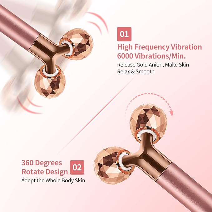 2-in-1 Face Massager Roller Electric Face Roller, 3D Roller and Crescent-Shape Face Massager Kit for Face Skin Care Tools-VivaGrace Women