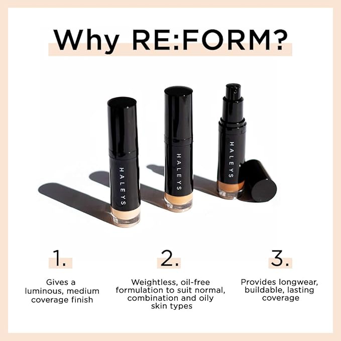 HALEYS RE:FORM Liquid Lux Foundation (8.50) Vegan, Cruelty-Free Foundation Makeup - Even Skin Tone and Cover Blemishes & Imperfections with a Luminous Finish for Long-Lasting Wear-VivaGrace Women