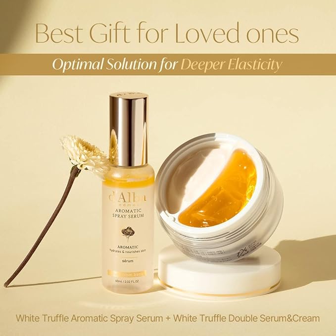 d'Alba Italian White Truffle Vegan Gift for HER, First Aromatic Spray Serum & Double Serum & Cream, Facial Skincare Gift Set-VivaGrace Women
