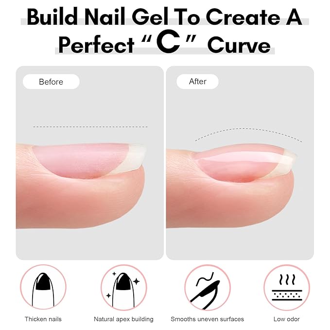 Makartt 3Pcs Builder Nail Gel with Top and Base Coat, Clear Gel Builder Kit for Nails Apex Building Thickening Strengthener Extension Rhinestone in a Bottle, UV Light Lamp Required-VivaGrace Women