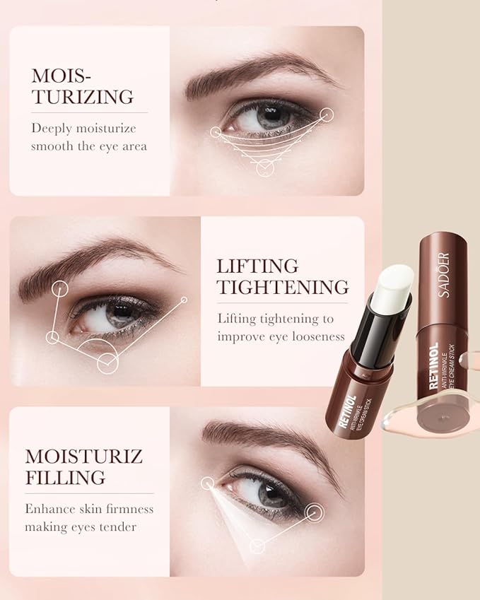 Retinol Eye Stick Under Eye Cream Anti Aging Eye Balm Reduces Fine Lines and Dark Circles-VivaGrace Women