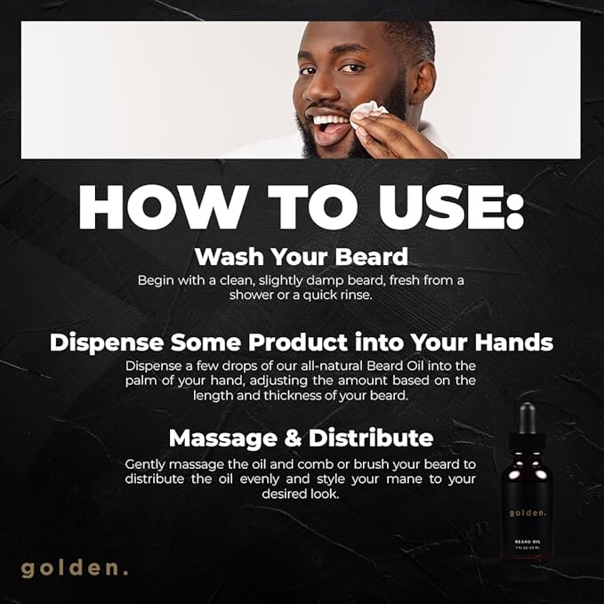 Golden Grooming Co. Beard Oil for Men - Nourishing & Organic Beard Moisturizer - Organic Oil for Beard Growth - All-Natural Formula with Vitamin E - Smooth and Soft Beard - 1 fl oz-VivaGrace Women