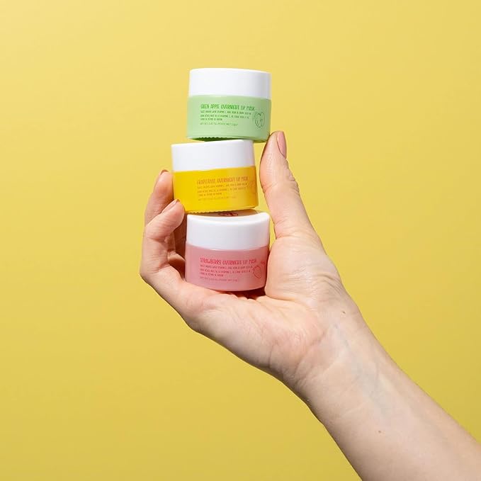 W7 Sweet Dreams Overnight Lip Mask Trio - Strawberry, Apple & Grapefruit Flavor 3 Pack - Vitamin E, Aloe Vera and Grape Seed Oil - For Hydrated, Full Looking & Irresistible Lips-VivaGrace Women