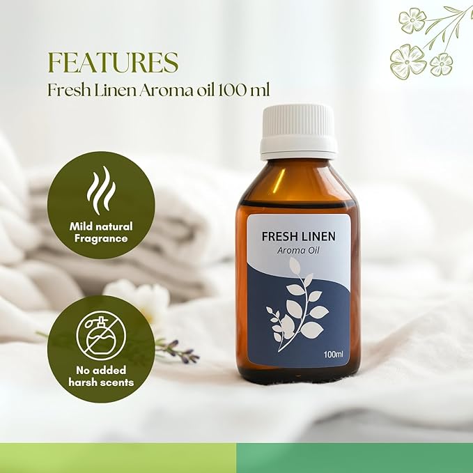 Roots & Above Fresh Linen Aroma Oil 3.38 oz/100ml Perfect for Diffusers, Soap Making, Candles, Lotion, Home Scents, Perfume & Fragrance Oils-VivaGrace Women