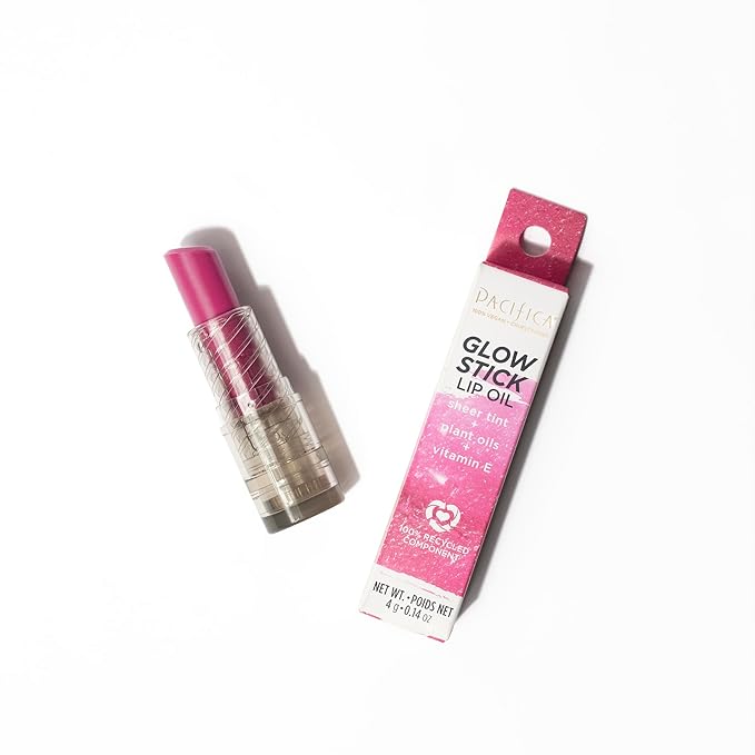Pacifica Beauty Glow Stick Lip Oil, Sheer Hint of Color, Lip Tint, Moisturize, Nourish, Hydrating, Glossy, Vitamin E, Tinted Lip Balm, Soft Lips, Vegan, Sunrise, 0.14 oz (1 Count)-VivaGrace Women