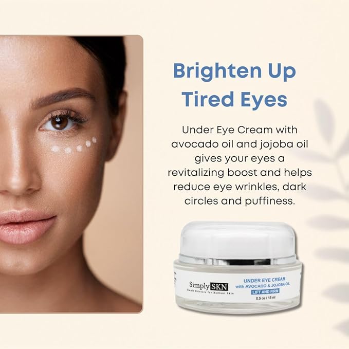 Under Eye Cream with Avocado Oil and Jojoba Oil - Anti-Aging Rich Hydrating Under Eye Cream For Minimizing Dark Circles, Puffiness and Fine Lines - 0.5 Fl. Oz.-VivaGrace Women