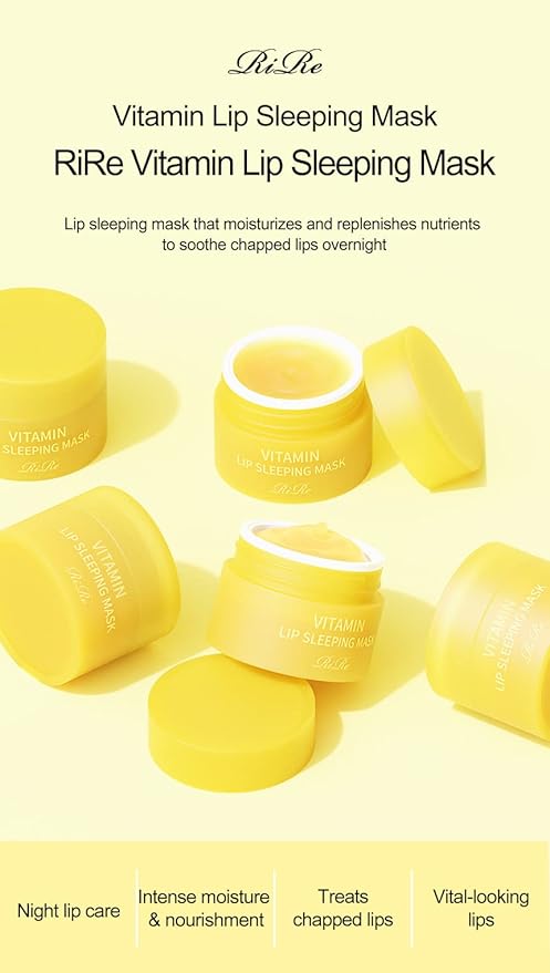 Vitamin Lip Sleeping Mask 10g / 0.35 oz. (Pack of 2) Contains 5,000ppm of vitamin E, Nourishing Moisturizing Elasticity Keratin Care, Lip Balm For Chapped, Cracked, Dry, Wrinkled Lips-VivaGrace Women