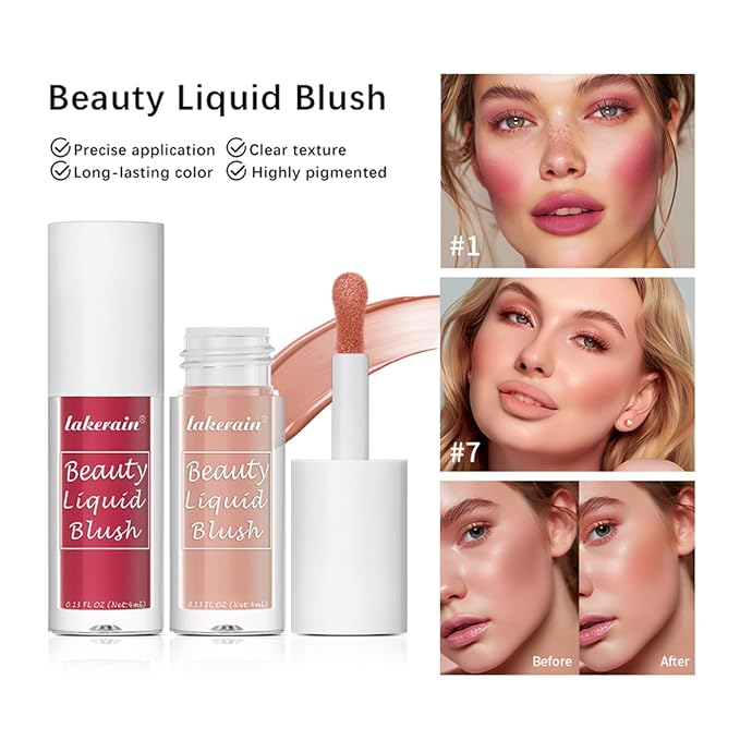 Liquid Blush for Cheeks Makeup Face Blush, Weightless Cream Formula, Smudge Proof Long-Wearing Pigmented Blush, Natural Look Makeup Face Blushes, Shimmer Finish, Dainty - 02# Bronze blast-VivaGrace Women