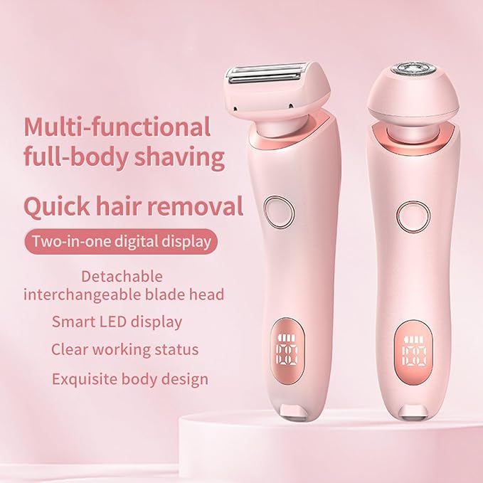 Dusk Razor for Women,Dusk Glide Pro 3.0 Razor - Bikini Portable Legs Body,2 in 1 Waterproof Electric Razors,Wet & Dry, Painless Hair Removal, Removable Head (Pink)-VivaGrace Women