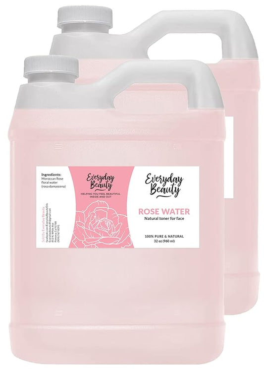 Rose Water Facial Toner Bulk - 64oz Alcohol-Free Vegan All Natural Refreshing Spray Mist for Face and Hair - Uplifts, Calming & Soothing for All Skin Types-VivaGrace Women