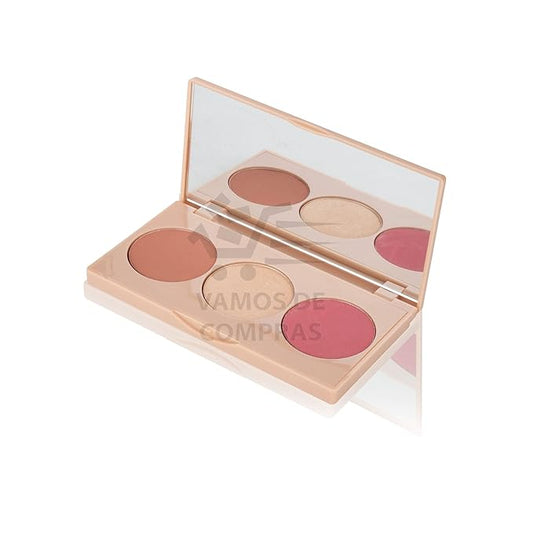 FARMASI Makeup Face Palette, Trio Eyeshadow, Long Lasting Face Sculpting, Blush and Highlighter Powder, Glow Contour Shadow Bronzer, All Skin Types, 0.52 oz. / 15 g (3 in 1 Face Palette)-VivaGrace Women