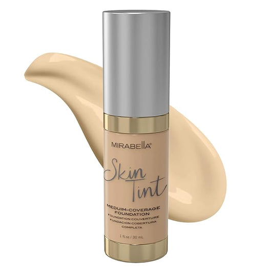 Mirabella Skin Tint Creme Liquid Foundation Makeup, Oil-Free Mineral Foundation for Medium Coverage - w/Hyaluronic Acid, Squalane, & Allantoin for All Skin Types - IN Neutral-VivaGrace Women