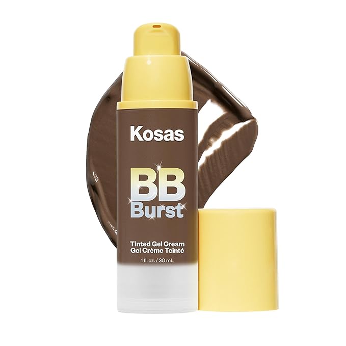 Kosas BB Burst Tinted Face Gel Cream - Supports Healthy Collagen, Smoothes Skin, Hydrates & Moisturizes - Lightweight Buildable Coverage - Deep Neutral Olive 43, (1 Oz/30 ML)-VivaGrace Women