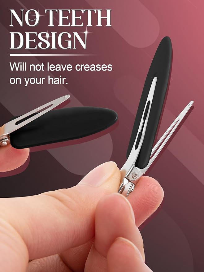 8Pcs No Bend Hair Clips - Creaseless Hair Clips Styling Duck Bill Clip No Dent Alligator HairBarrettes, Small Gifts for Women Girl Salon Hairstyle Hairdressing Bangs Waves Makeup, Black-VivaGrace Women