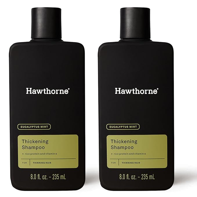 Hawthorne Men's Thickening Shampoo for Thinning Hair. Fight Hair Loss with Rice Protein & Vitamin E. Strengthens Hair Follicles to Reduce Breakage. Mint and Eucalyptus Scent. 8 fl. oz. 2-Pack.-VivaGrace Women