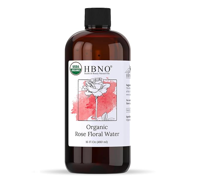 HBNO California Bottled Organic Rose Water for Face Huge 16 fl oz (480ml) Value Size - USDA Certified for Face - Pure Rose Water for Hair - Rosewater for Skincare, Haircare-VivaGrace Women