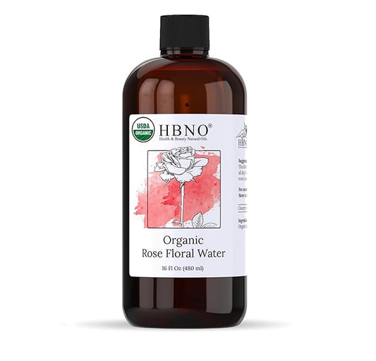 HBNO California Bottled Organic Rose Water for Face Huge 16 fl oz (480ml) Value Size - USDA Certified for Face - Pure Rose Water for Hair - Rosewater for Skincare, Haircare-VivaGrace Women