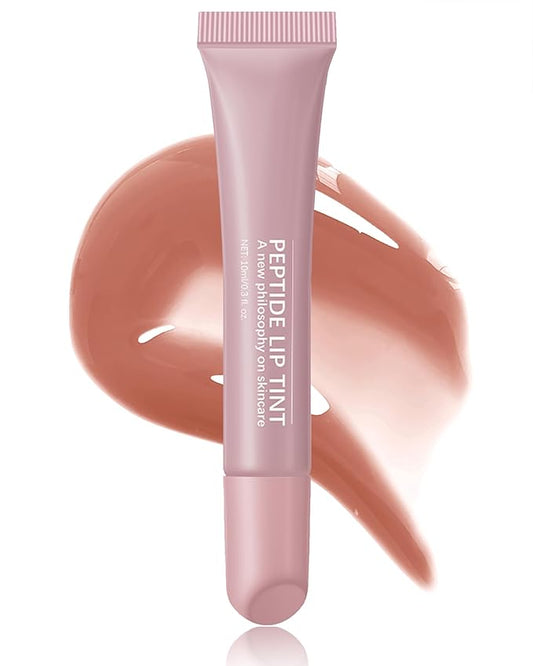 Tinted Lip Balm-1Pcs Rose Gray Peptide Hydrating Lip Tint Moisturizer,Jelly Glossier Lip Treatment Balm,Non-Stick Lip Care Glow Reviver Lip Oil, Yummy Glowy Lip Gloss, Thanksgiving Makeup for Women-02-VivaGrace Women