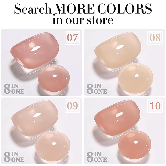 Double Rhythm Clear Gel Nail Polish 15ml Nail Strengthener Builder in a Bottle Nail Extension Hard Gel Soak Off Long Lasting UV Gel (Pale Nude 8 in 1-10)-VivaGrace Women