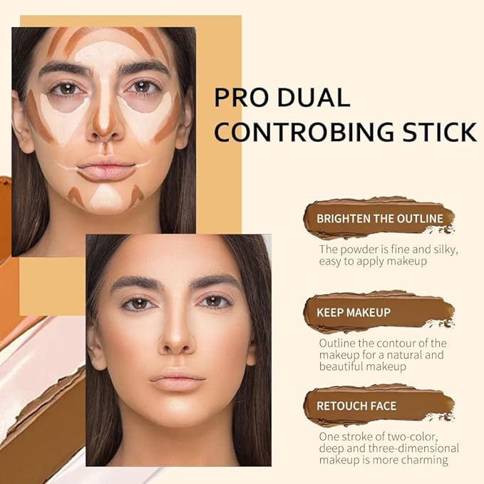 evpct 4 Colors Cream Contour Stick Makeup Kit Set Concealer Bronzer Stick Cream Contour Palette Contour Contouring Makeup Kit for Beginner Liquid Face Highlighter Makeup Stick contorno maquillaje 1+3-VivaGrace Women