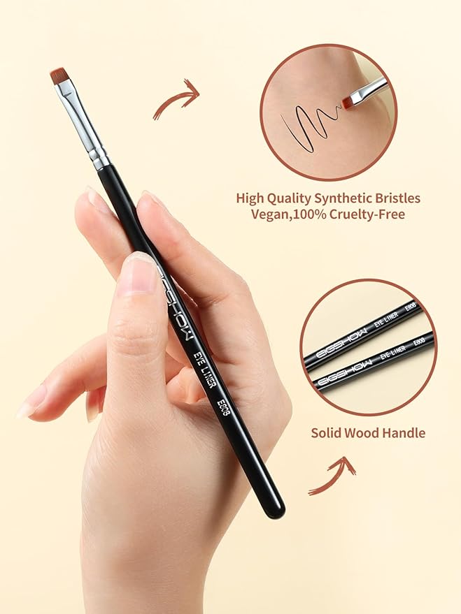 EIGSHOW Flat Eyeliner Brush, Professional Precise Eyebrow Concealer Brush for Sharp Defined, Eye Liner Application with Gel Liquid Cream Powder (E808)-VivaGrace Women