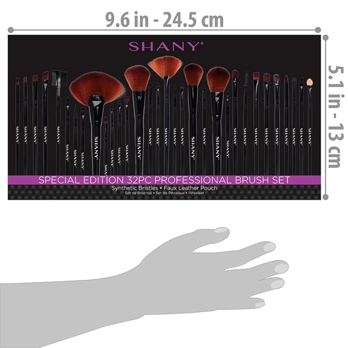 SHANY Makeup Brushes Premium Synthetic Foundation Powder Concealers Eye Shadows Cosmetics Brush Set with Faux Leather Pouch and Instruction sheet, 32 Count-VivaGrace Women