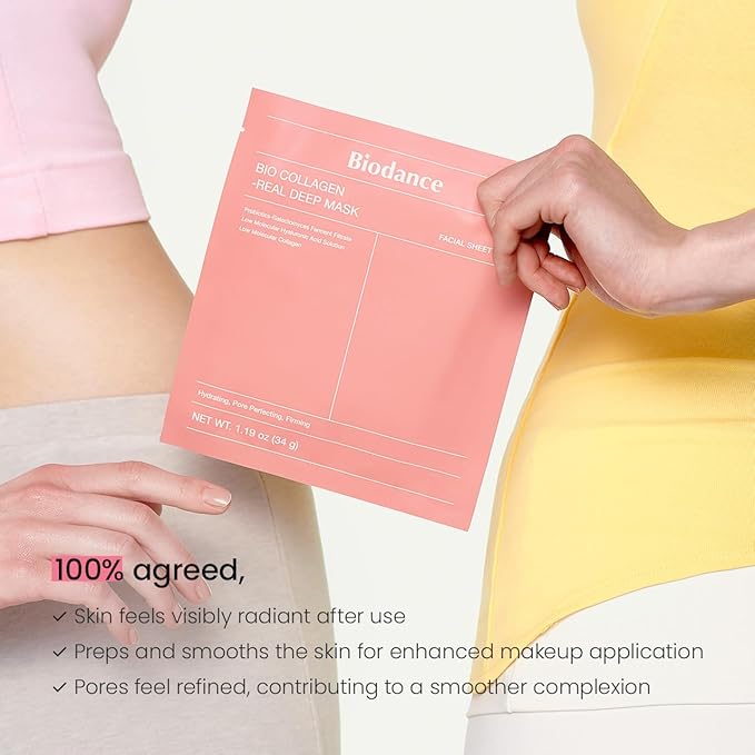 BIODANCE Bio-Collagen Real Deep Mask, Hydrating Overnight Hydrogel Mask, Pore Minimizing, Plumping, Elasticity Improvement, Korean Skincare | 1.19oz(34g) x 16ea-VivaGrace Women