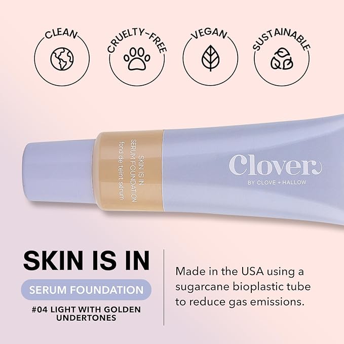Clover Skin Is In Serum Foundation | Hydrating Face Serum, Lightweight Foundation, Cruelty-Free & Vegan | With Squalane And Sunflower Seed Wax | 30 ml - Shade 04 (Light)-VivaGrace Women