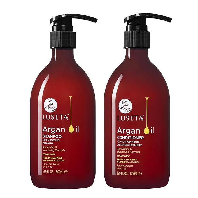 Luseta Argan Oil Shampoo and Conditioner Set Thickening for Thin & Dry Hair Smoothing & Nourishing Anti- Frizz for All Hair Types Sulfate Free for Men and Women 2 x16.9Fl Oz-VivaGrace Women