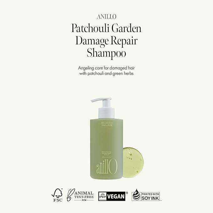 Patchouli Garden Damage Repair Shampoo - Korean Hair Care Nourishing Shampoo for Men & Women w/Patchouli Leaf Water, Protein Complex & Green Herb Complex - Vegan Scalp Cleanser (15.22 fl.oz)-VivaGrace Women