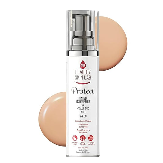 Protect Tinted Moisturizer & Mineral Sunscreen SPF 50, Hyaluronic Acid, Zinc Oxide, Titanium Dioxide for Deep Hydration, Dermatologist-Tested, Suitable for All Skin Types, 50ml-VivaGrace Women