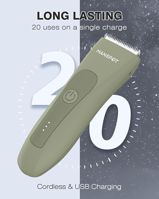 MANSPOT Manscape Hair Finishing Trimmers, Pubic Hair Trimmer for Men and Women, Electric Ball Trimmer Pubic Shaver,Hypoallergenic Ceramic Blade Heads,Waterproof Wet/Dry Groin Shaver,20 Times Usage-VivaGrace Women